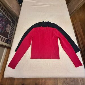 ♥️ 🖤 Bebe Pair Bandage Mock Neck Rayon Sweaters Long Sleeve Top Zip Up Top